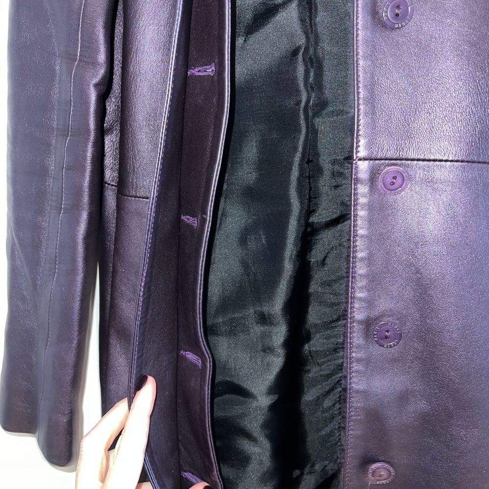 Herve Leger Leather purple coat - Picture 7 of 8
